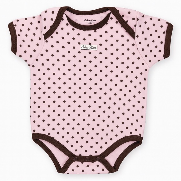 Calvin Klein Polka Dot Bodysuit With Brown Trim - Picture 1 of 3